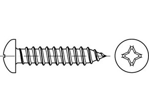 ISO 7049 A 4 Form C-H Linsenkopf-Blechschrauben mit Spitze, mit Phillips-Kreuzsc
