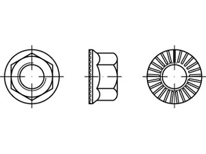 Artikel 88914 10 RIPP galvanisch verzinkt Sechskant-Flanschmuttern mit Sperr-Rip