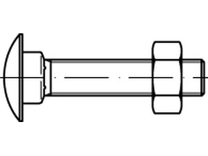 DIN 603 Mu Stahl F Flachrundschrauben mit Vierkantansatz, mit Mutter, F = Gewind