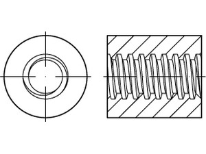 Artikel 88089 Stahl Rundmuttern mit Trapezgewinde, Höhe = 1,5 d