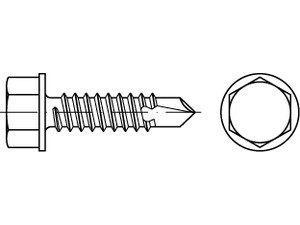 ISO 15480 Sechskant-Bohrschrauben mit Bund und Blechschraubengewinde