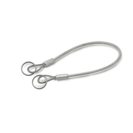 GN 111.8 Halteseile, Edelstahl 1.4401 (A4), mit Schlüsselringen oder einem Schlüsselring und einer Befestigungslasche