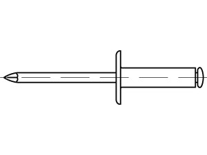 Artikel 88409 Blindnieten, großer FLAKO, Al.-Leg./Stahl Zn, offen