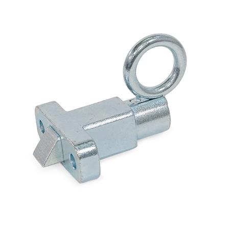 GN 724.5 Rastbolzen, Stahl / Edelstahl, mit Anlaufschräge, mit Anschraubflansch