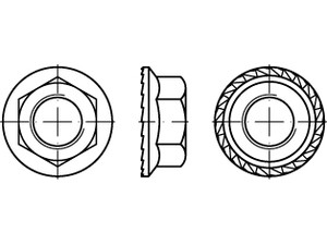 Artikel 88934 8 Sperrzahn flZn/TL 480h (zinklamellenbe.) Sechskant-Flanschmutter
