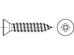 ISO 7050 Stahl, geh. Form C-Z galvanisch verzinkt Senk-Blechschrauben mit Spitze