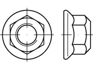 Artikel 13023 Sechskantmuttern mit Flansch und Klemmteil n. MBN 13023