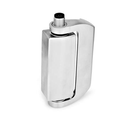 GN 139.5 Sicherheits-Schaltscharniere, Edelstahl, mit elektrischer Schaltfunktion, mit Anschlussstecker