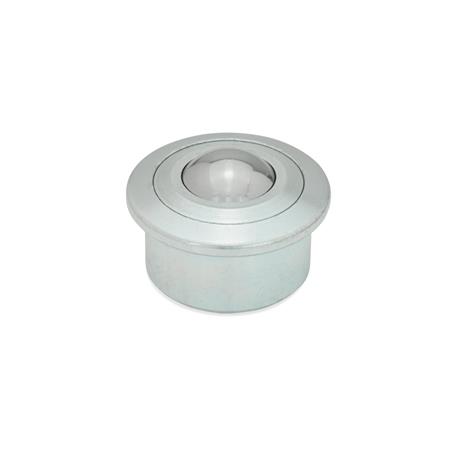 GN 509.1 Kugelrollen, Gehäuse Stahl / Edelstahl, mit Bund