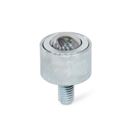 GN 509.5 Kugelrollen, Gehäuse Stahl / Edelstahl, mit Gewindezapfen