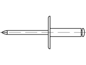 Artikel 88409 Niet Al-Leg. C-K 16 Dorn Stahl, verz. Offene Blindniete mit Sollbruchdorn, ~DIN 7337, großer Flachkopf (Ø = 16)
