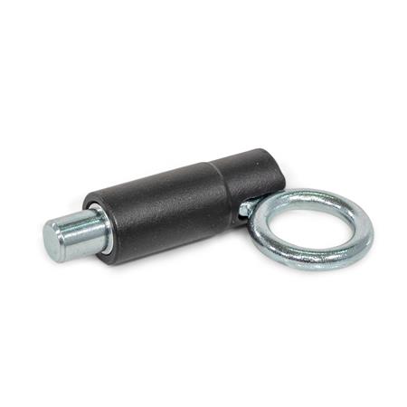 GN 722.4 Rastbolzen, Stahl, zum Anschweißen, mit Rastsperre, mit Zugring