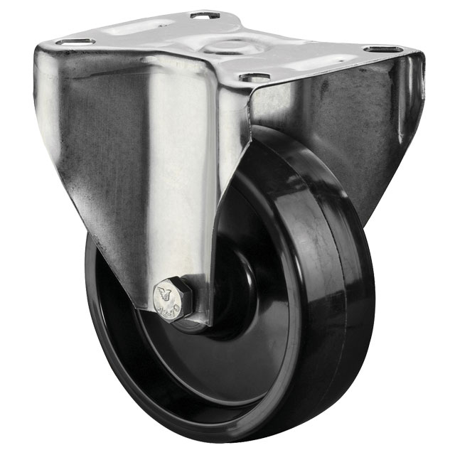 Hitzebeständige Edelstahl-Transportrollen, Bockrollen mit Lochplatte, thermoplastische Mischung