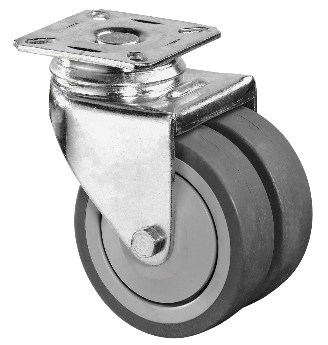 Apparaterollen, Lenkrollen mit Lochplatte, Doppellenkrolle