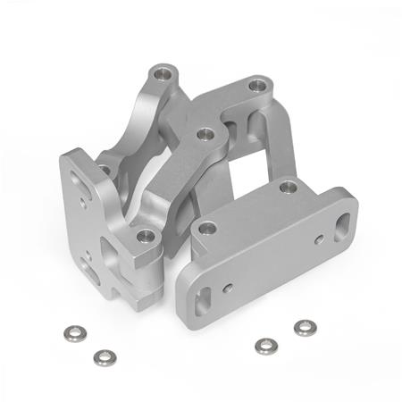 GN 7243 Mehrgelenkscharniere, Aluminium, innenliegend, Öffnungswinkel 120°