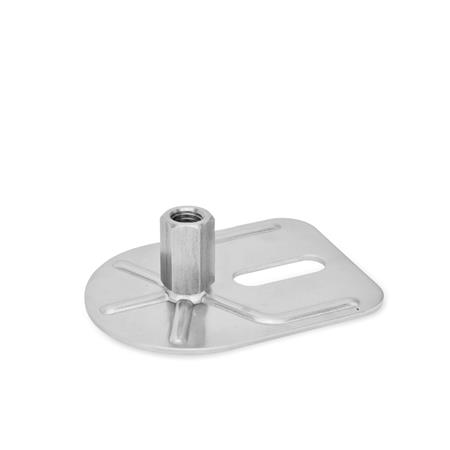 GN 43 Stellfüße, Edelstahl, mit Befestigungslasche, Rechteckform