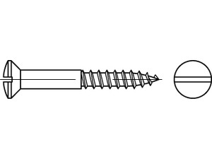 DIN 95 Messing galvanisch vernickelt Linsensenk-Holzschrauben mit Schlitz