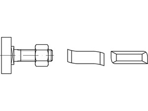 Artikel 88938 Mu A 4 HS 38/17 Hammerkopf-/Halfen-Schrauben, mit Sechskantmutter