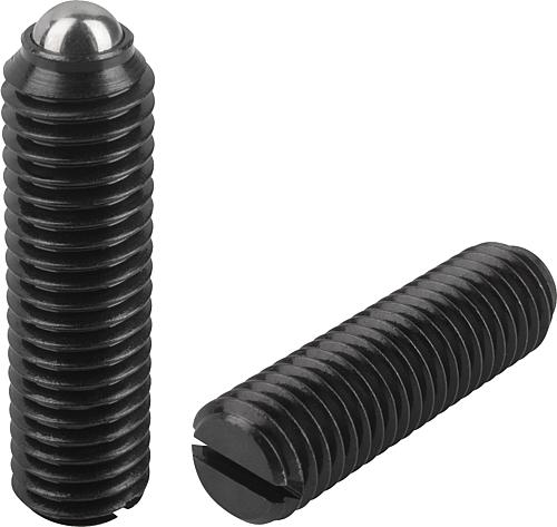 Federnde Druckstücke mit Schlitz und Kugel, Sta...