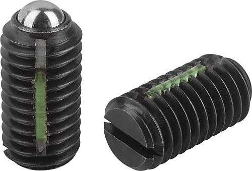 Federnde Druckstücke mit Schlitz und Kugel, Sta...