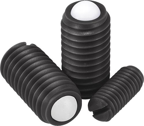 Federnde Druckstücke mit Schlitz und Kugel aus...