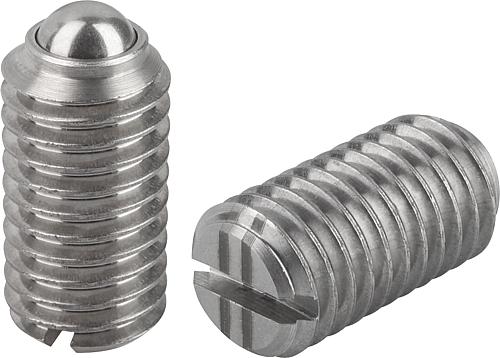 Federnde Druckstücke mit Schlitz und Kugel, Ede...