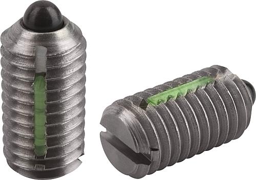 Federnde Druckstücke mit Schlitz und Druckstift...