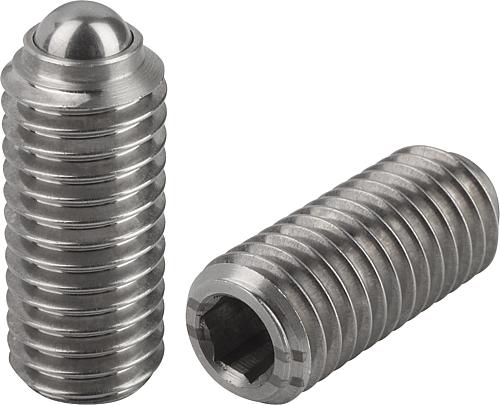 Federnde Druckstücke mit Innensechskant und Kug...