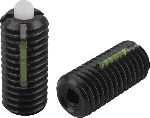 Federnde Druckstücke mit Innensechskant und Dru...