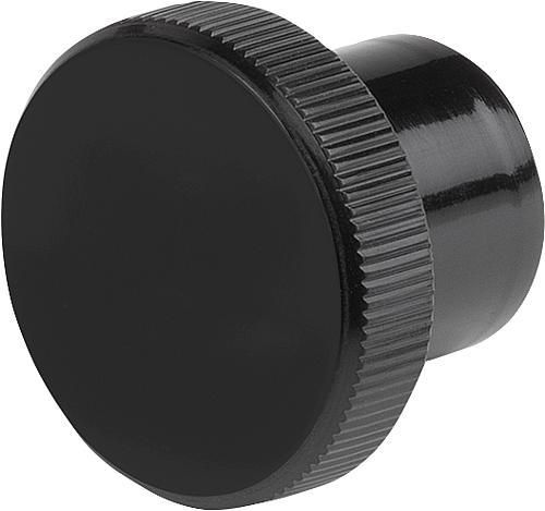 Rändelknöpfe, Form C, mit Gewindesackloch