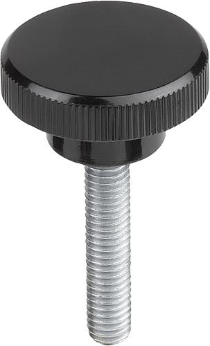 Rändelknöpfe, Form L, mit Außengewinde