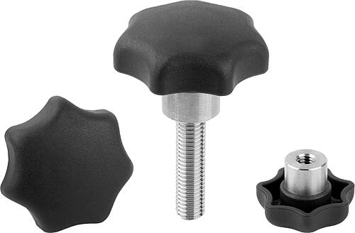 Sterngriffe Kunststoff metall-detektierbar mit...