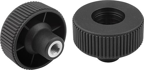 Rändelräder Form D, mit Gewindebuchse, ohne Dec...