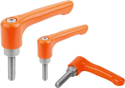 Klemmhebel Zinkdruckguss, flach, mit Außengewin...