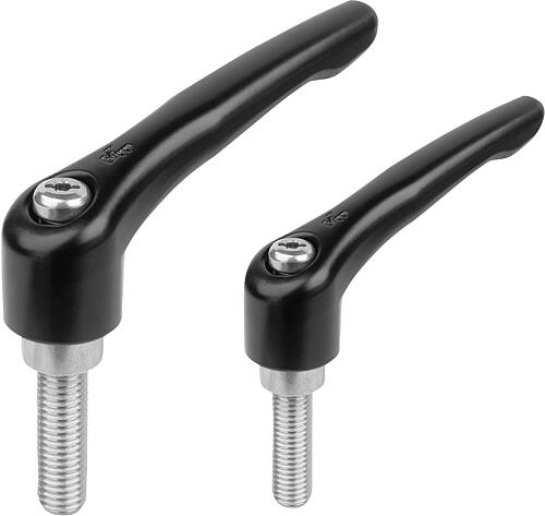 Klemmhebel mit Außengewinde, Stahlteile aus Ede...
