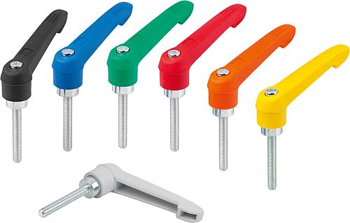 Klemmhebel Kunststoff, mit Außengewinde und Zah...