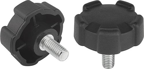 Fünfsterngriffe Kunststoff, Gewindeeinsatz Stah...