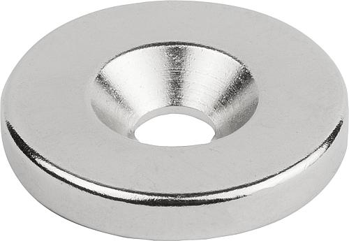 Rohmagnete (Scheibenmagnete) mit Senkbohrung au...