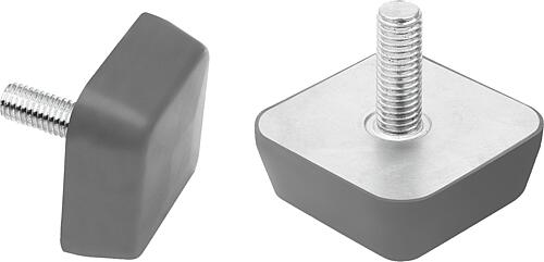 Gummipuffer Edelstahl, Typ KV viereckig mit Auß...