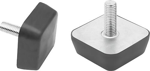 Gummipuffer Stahl, Typ KV viereckig mit Außenge...