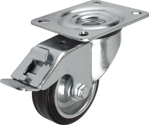 Stahlblech-Lenkrollen mit stop fix, mit Vollgum...