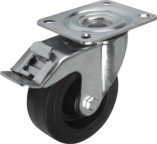 Stahlblech-Lenkrollen mit stop fix, mit aufvulk...