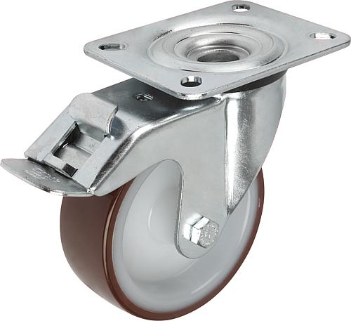 Stahlblech-Lenkrollen mit stop-fix, mit abriebf...