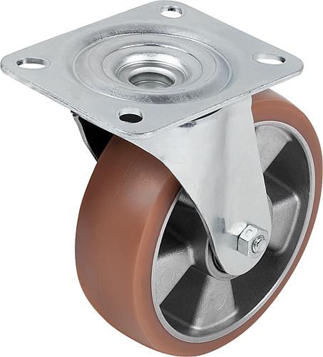 Stahlblech-Lenkrollen mit Elastik-Vollgummi-Lau...