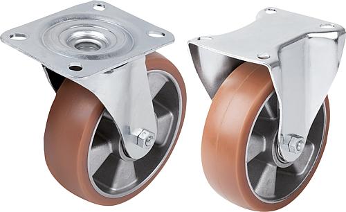 Stahlblech-Lenk- und Bockrollen mit Elastik-Vol...