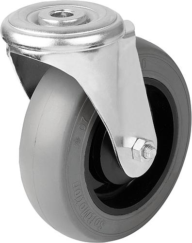 Stahlblech-Lenkrollen mit Rückenloch, ohne Fest...