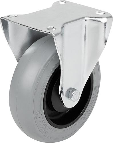 Stahlblech-Bockrollen mit Weichgummireifen