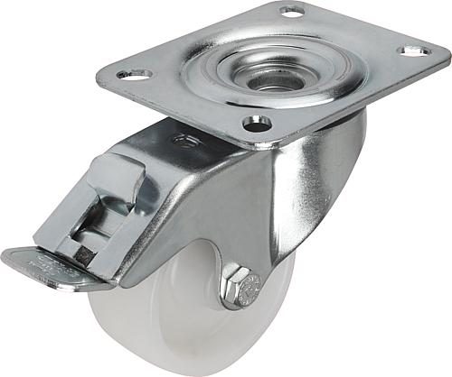 Stahlblech-Lenkrollen mit "stop-fix", mit Polya...