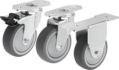 Apparate-Lenk- und Bockrollen Stahl, Laufbelag ...