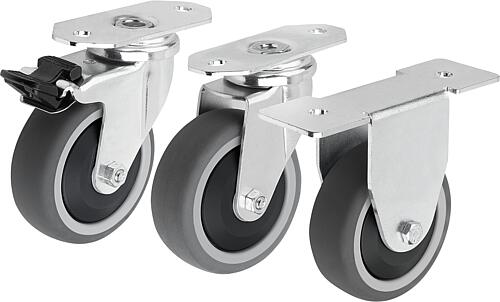 Apparate-Lenk- und Bockrollen Stahl, Laufbelag ...